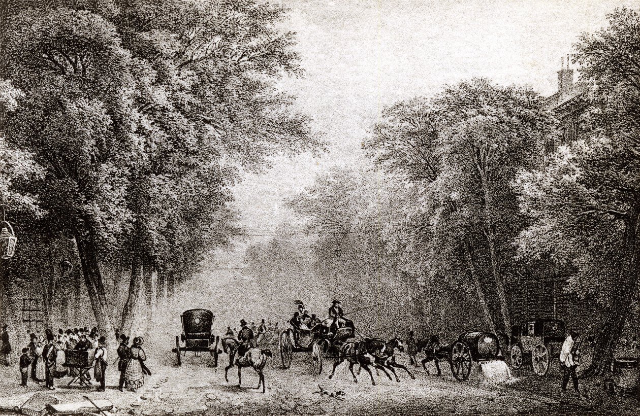 1830年頃の19世紀のフランス、パリの交通 作： フランス語学校