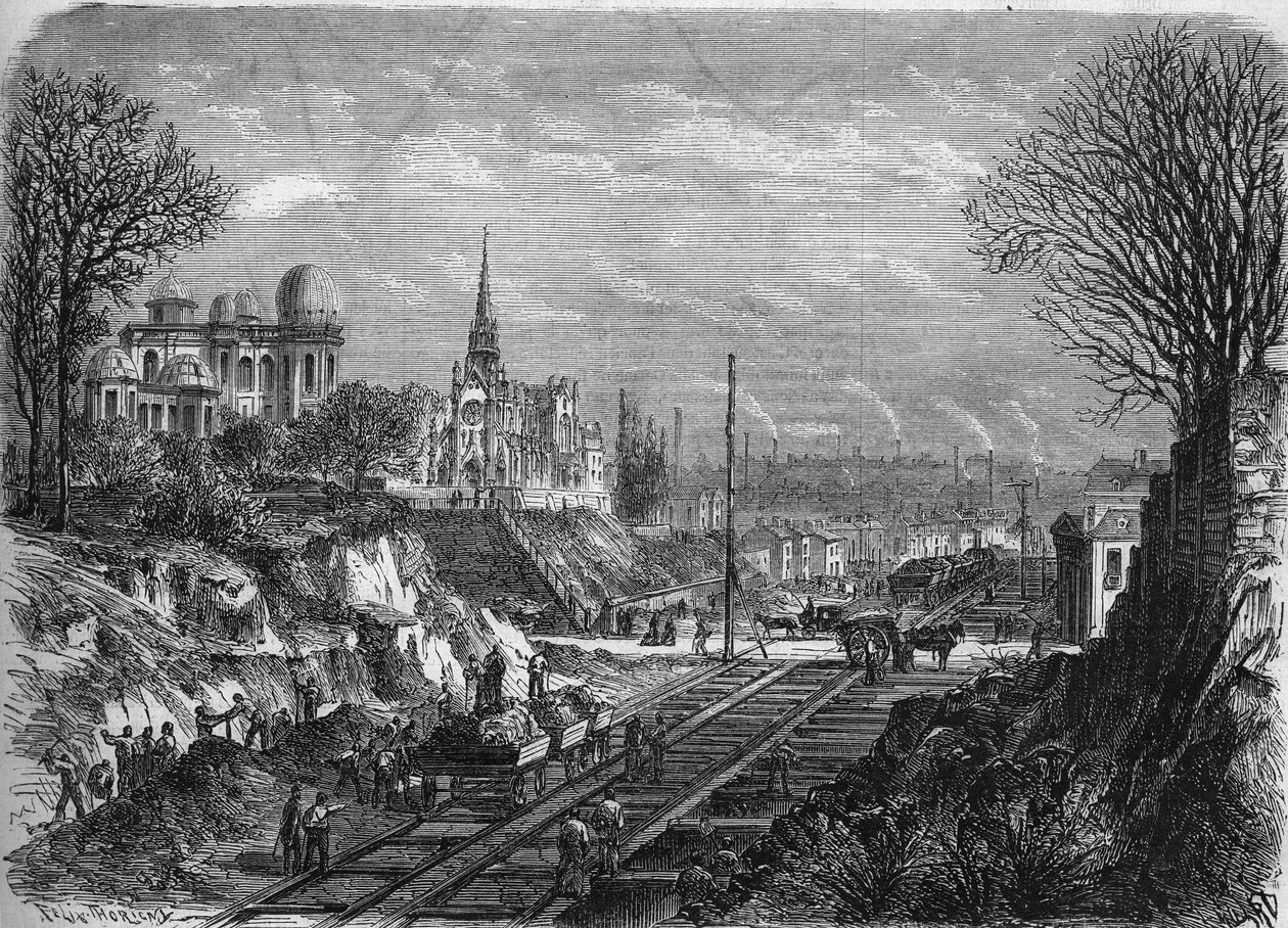 第二帝政期のパリの変貌、オスマン朝のパリ：アラゴ大通りの貫徹。1868年2月29日付の "Le Monde Illustre "568号に掲載された図版。 作： フランス語学校