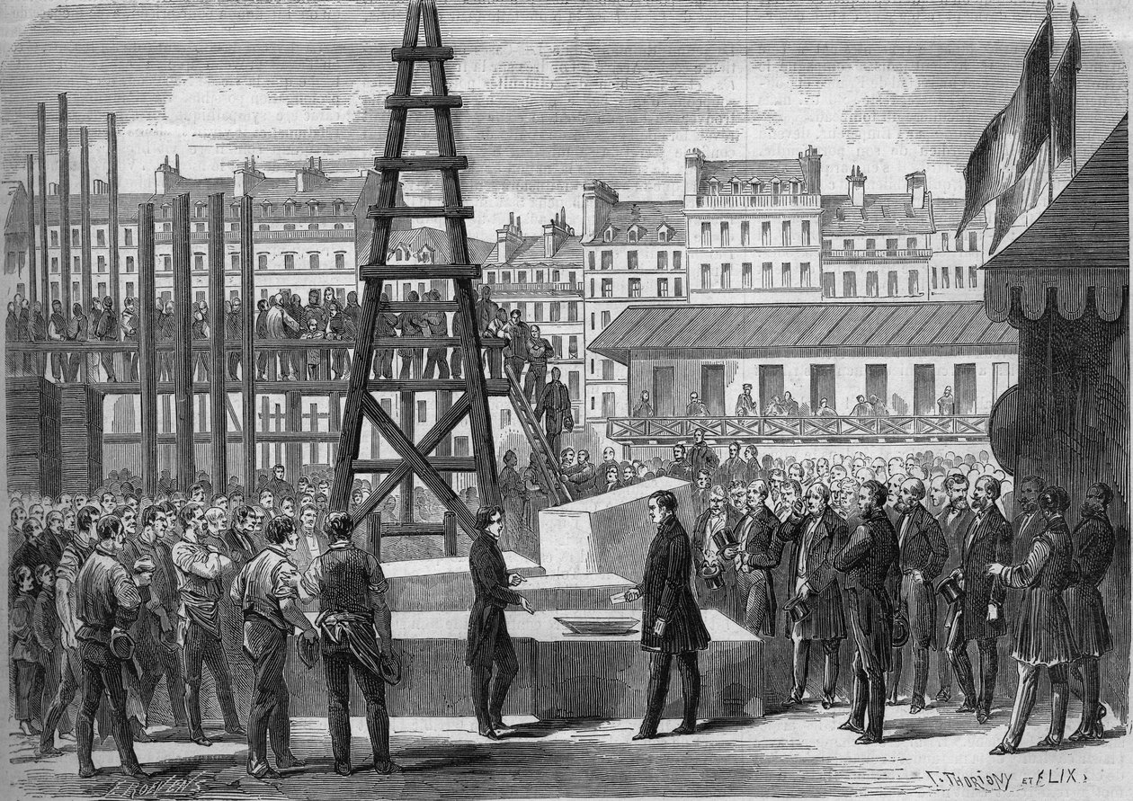 第二帝政期のパリの変貌、オスマン・パリ：建築家シャルル・ガルニエ（1825-1898）の立会いのもと、国務大臣ジョセフ・アレクサンドル・コロンナ（1810-1868）、ワレフスキ伯爵によるオペラ・ガルニエの初演の設置 作： フランス語学校