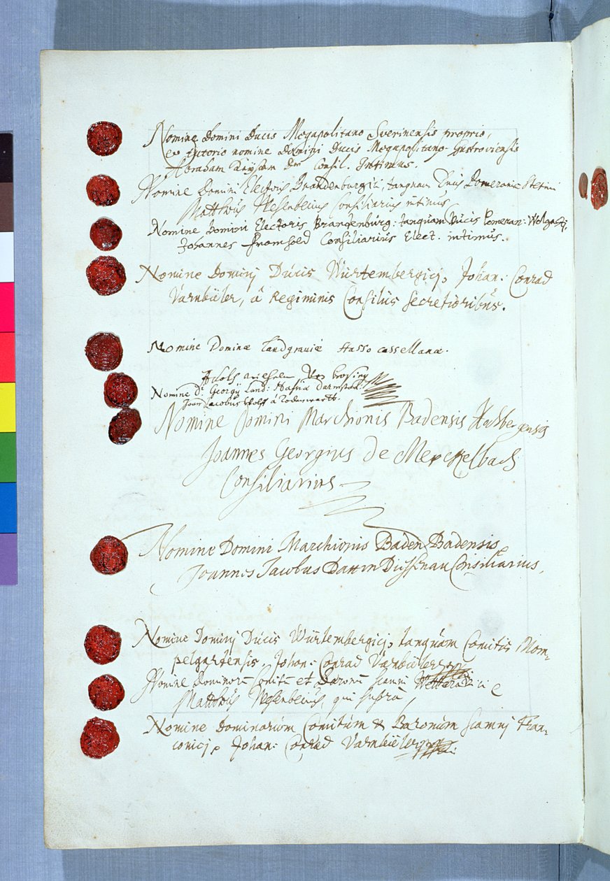 1648年10月24日ミュンスターで署名されたウエストファーレン条約（212750を参照） 作： フランス語学校