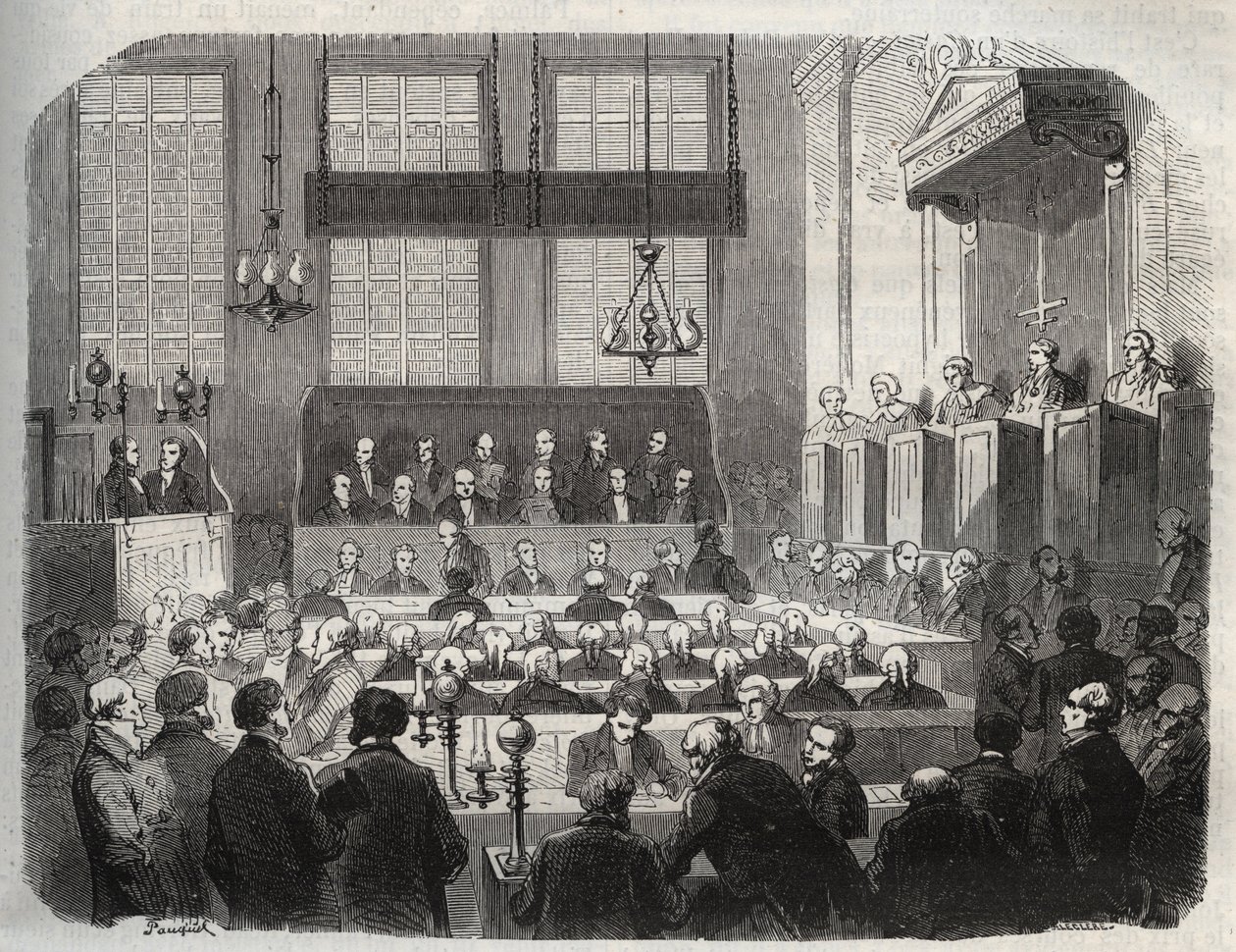 1856年5月に中央刑事裁判所で行われた、ルージュリーでジョン・パーソンズ・クックを毒殺したウィリアム・パーマーの裁判（エングレーヴィング） - 1856年にロンドンの中央刑事裁判所で行われたウィリアム・パーマーの裁判 - Armand Fouquiの "Causes celebres de tous peuples "に掲載されたエングレーヴィング 作： フランス語学校