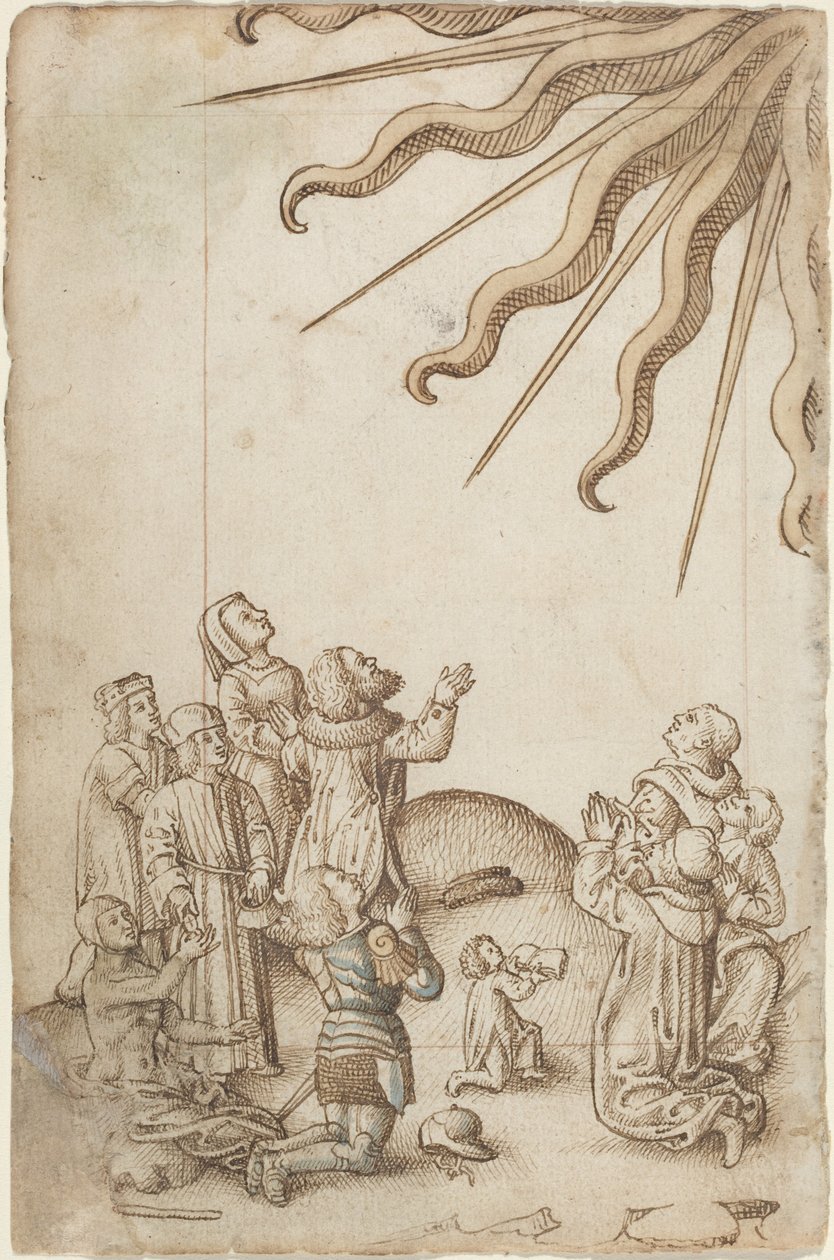 礼拝するとき身体を反らす［fol.37裏］1512-1515年頃（ペン・インク画） 作： フランス語学校