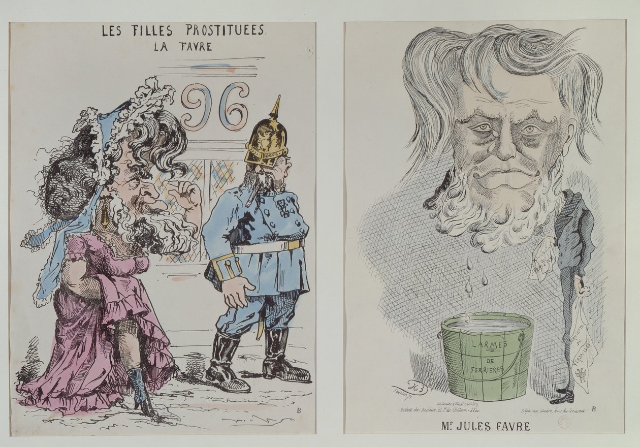 ジュールファーブルの2つの風刺画（1809-80）1870-71 作： フランス語学校