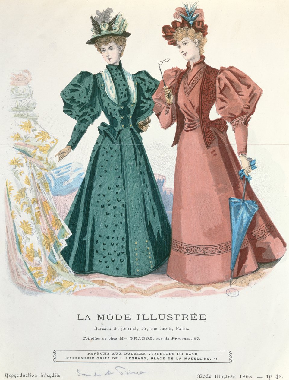 La ModeIllustrée、1895年の2人の女性 作： フランス語学校