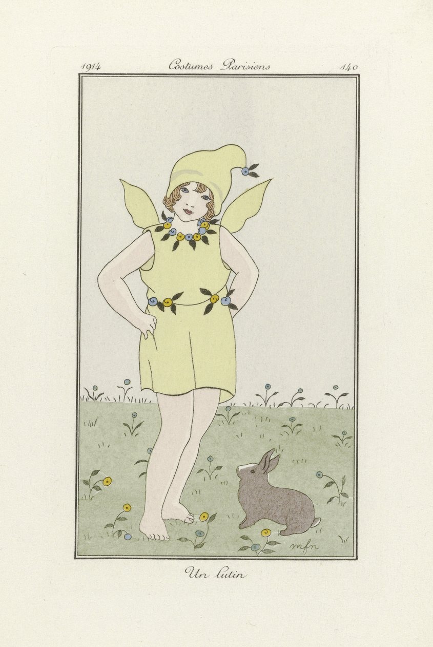 1914年『Costumes Parisien』より「Un Lutin」（カラーリトグラフ） 作： フランス語学校