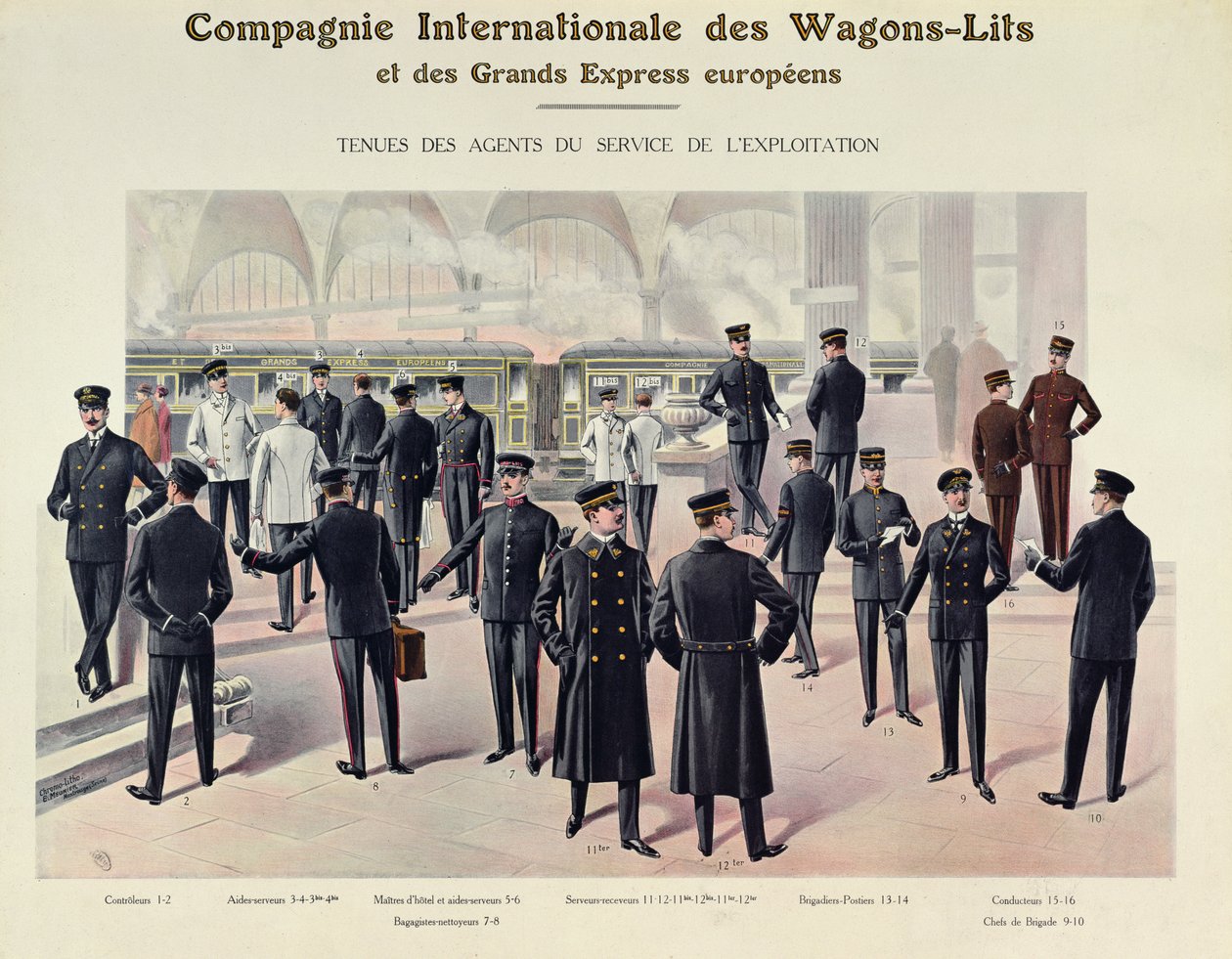 Compagnie des Wagons-Lits、c.1910の従業員のための制服 作： フランス語学校