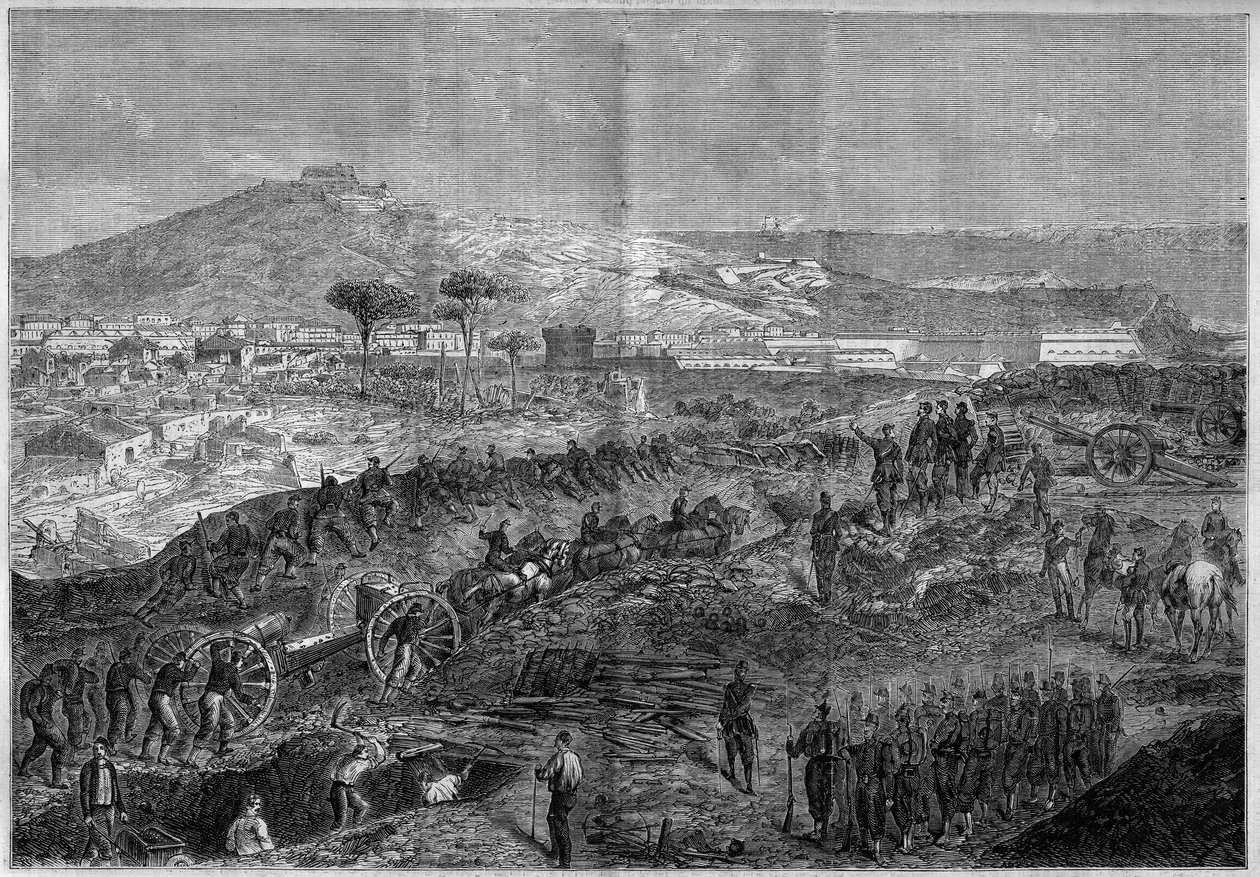 イタリアの団結-ジュゼッペ・ガリバルディ率いる「千人隊」または「赤シャツ隊」の遠征（1807-1882年）-ガエテ（Gaeta）の包囲 作： フランス語学校