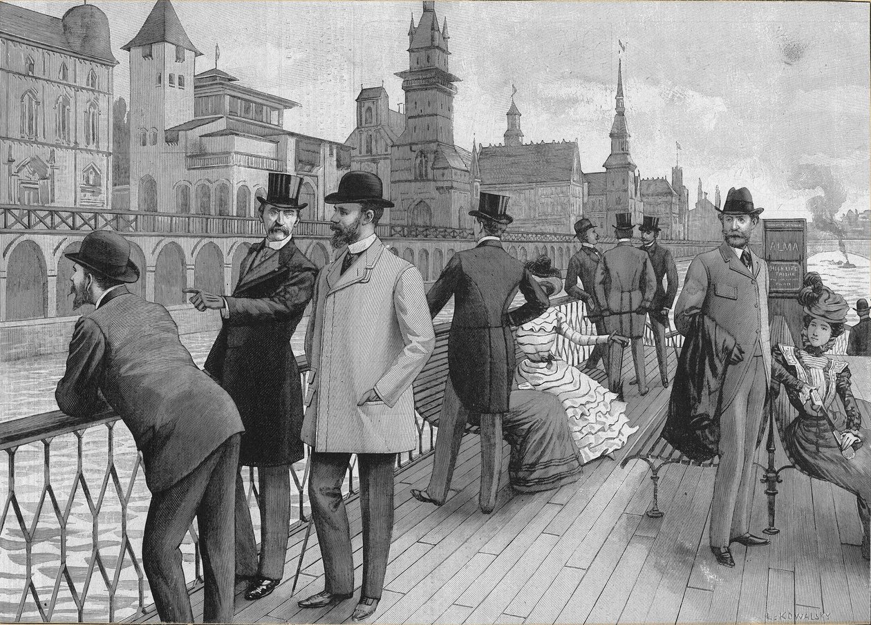 1900年のパリ万国博覧会：各国の通り道。 作： フランス語学校