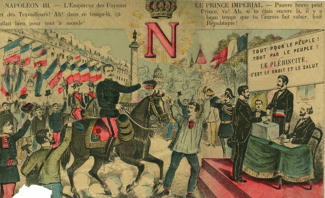 Victor Napoleon (1862-1926) an der Spitze der Bonapartisten, der letzte Erbe Napoleons I. musste nach einem Gesetz der Dritten Republik von 1886 ins Exil gehen. Gravur in „Le Figaro, supplement“, 30/03/1889, Paris. von French School