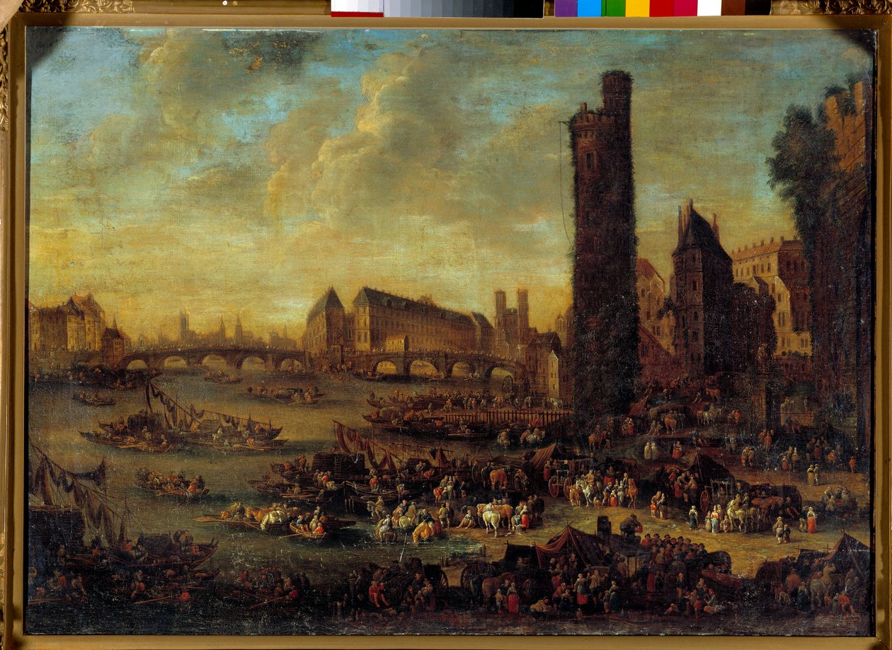コート・ド・ラ・シテからのパリの眺め（トゥール・ド・ヌールから撮影） フランス派の絵画。1650年 日0.59 x 0.82m ヴェルサイユ。シャトーミュージアム 作： フランス語学校