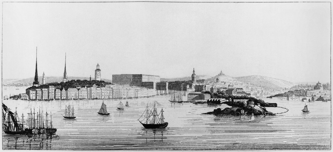 1841年のストックホルムの眺め 作： フランス語学校