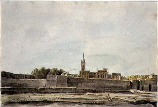 南フランスの町並みの眺め 1800年頃 （紙に水彩画） 作： フランス語学校