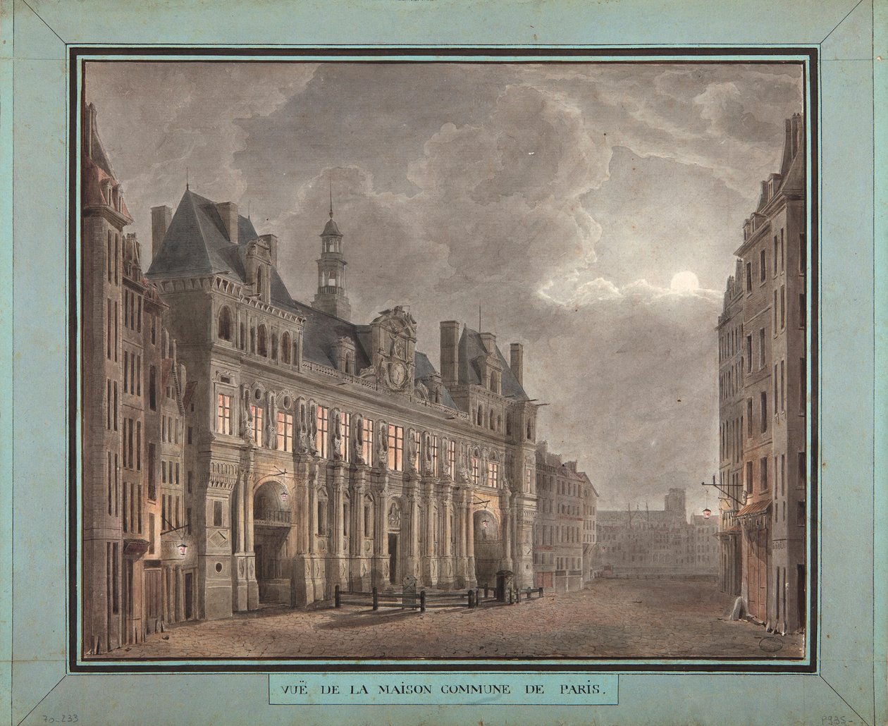 1790-95年のパリのメゾンコミューンの眺め（紙にトイレ） 作： フランス語学校