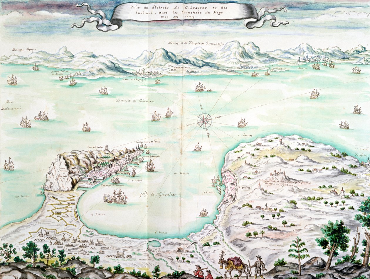 1704年のジブラルタル包囲戦の様子（紙にトイレ） 作： フランス語学校