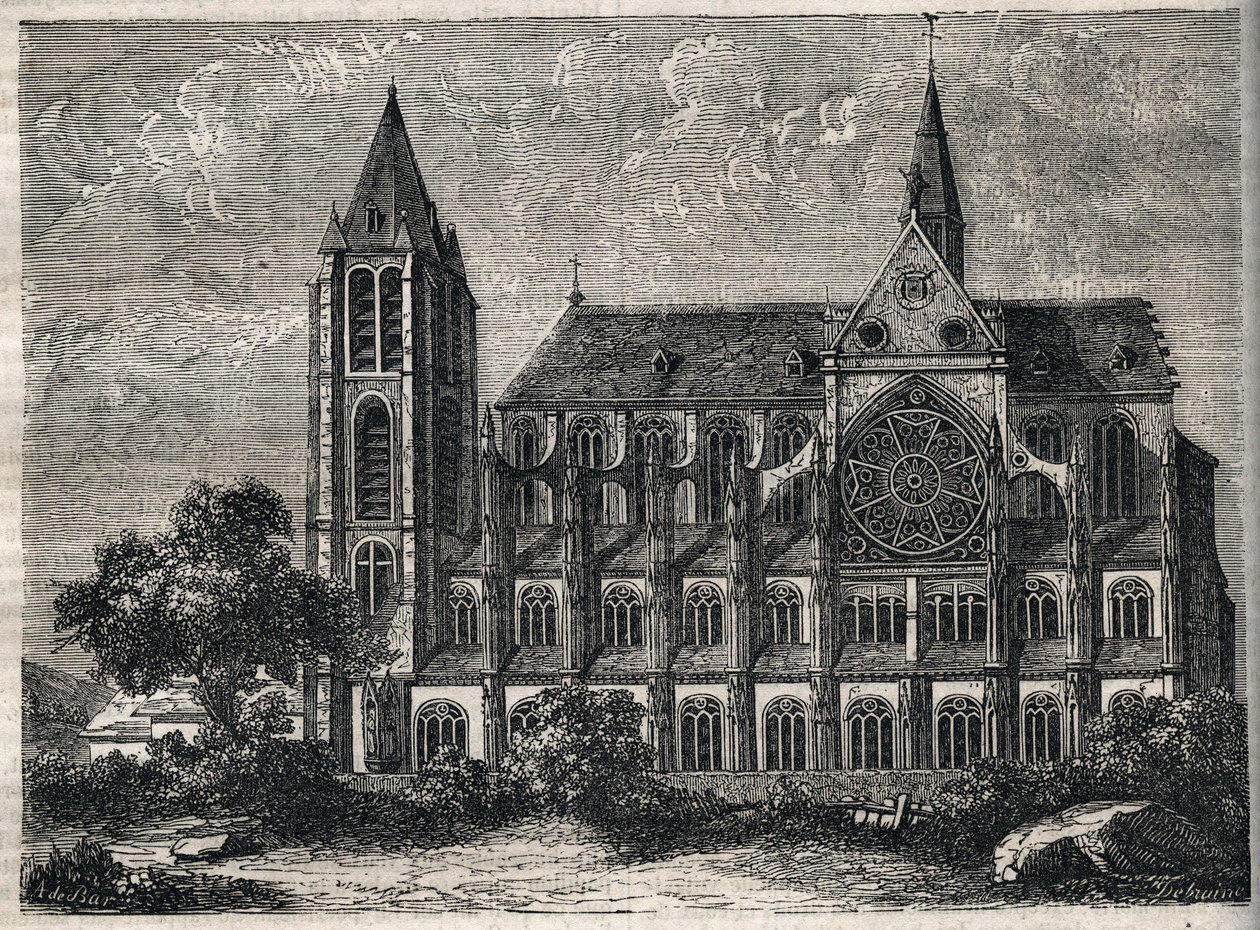 View of Saint-Victor (Saint Victor) 1811年に破壊された元正教会（アウグスティニアン）の修道院 - Jacques Antoine Dulaure著「Physical, civil and moral history of Paris: from the earliest historical times to the present day」に掲載されたエングレーヴィング。 作： フランス語学校