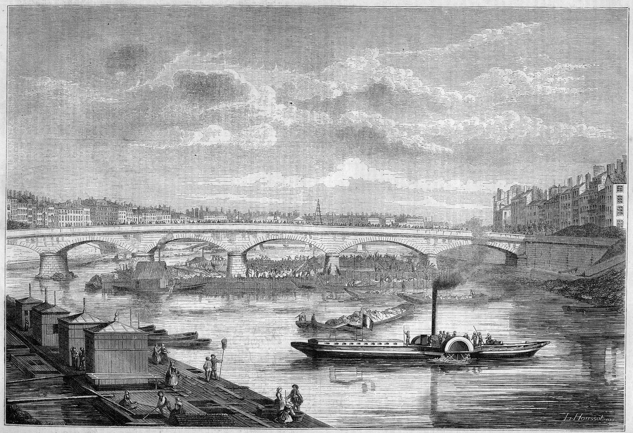 ローヌ地方、リヨンのチェンジ橋（またはヌムール橋）の眺め (69) 作： フランス語学校