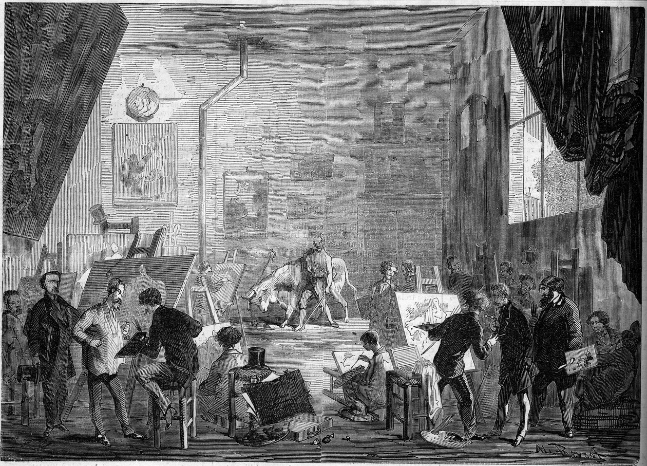 パリのノートルダム・デ・シャン通りにある画家ギュスターヴ・クールベ（1819-1877）のアトリエの風景 作： フランス語学校