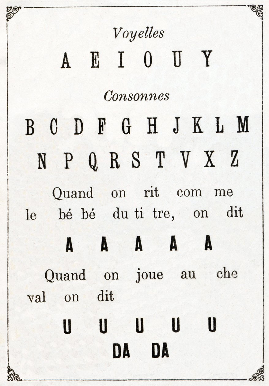Alphabet des petits savants "の母音とコンヌ 19世紀後半（クロモリトグラフ 作： フランス語学校