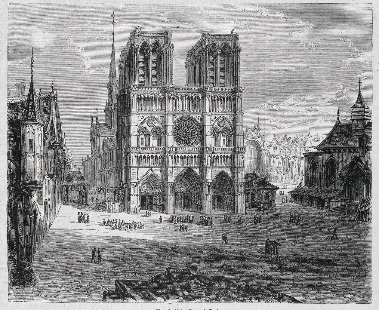 パリのノートルダム寺院の眺め - H. Gourdon de Genouillac, ed. F. Roy, Parisの「Paris a travers les siecles」の中で。 作： フランス語学校
