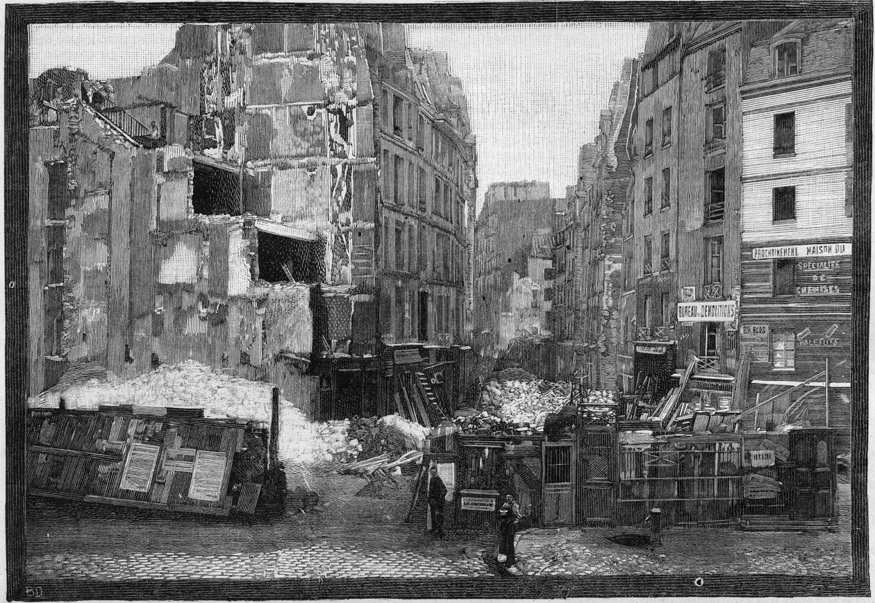 パリのモーベール広場の解体の様子 作： フランス語学校