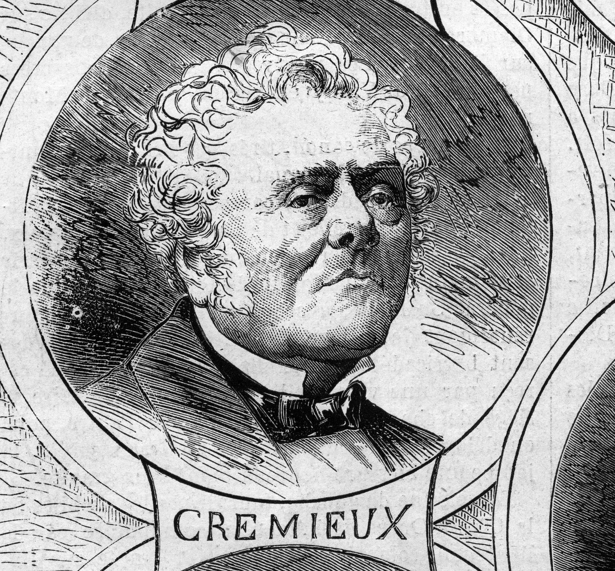 1870年の戦争-国防政府：1870年の臨時政府のメンバー、アドルフ・クレミュー（1796-1880）の肖像。10月22日付「Le Monde Illustré」706号に掲載された図版 作： フランス語学校