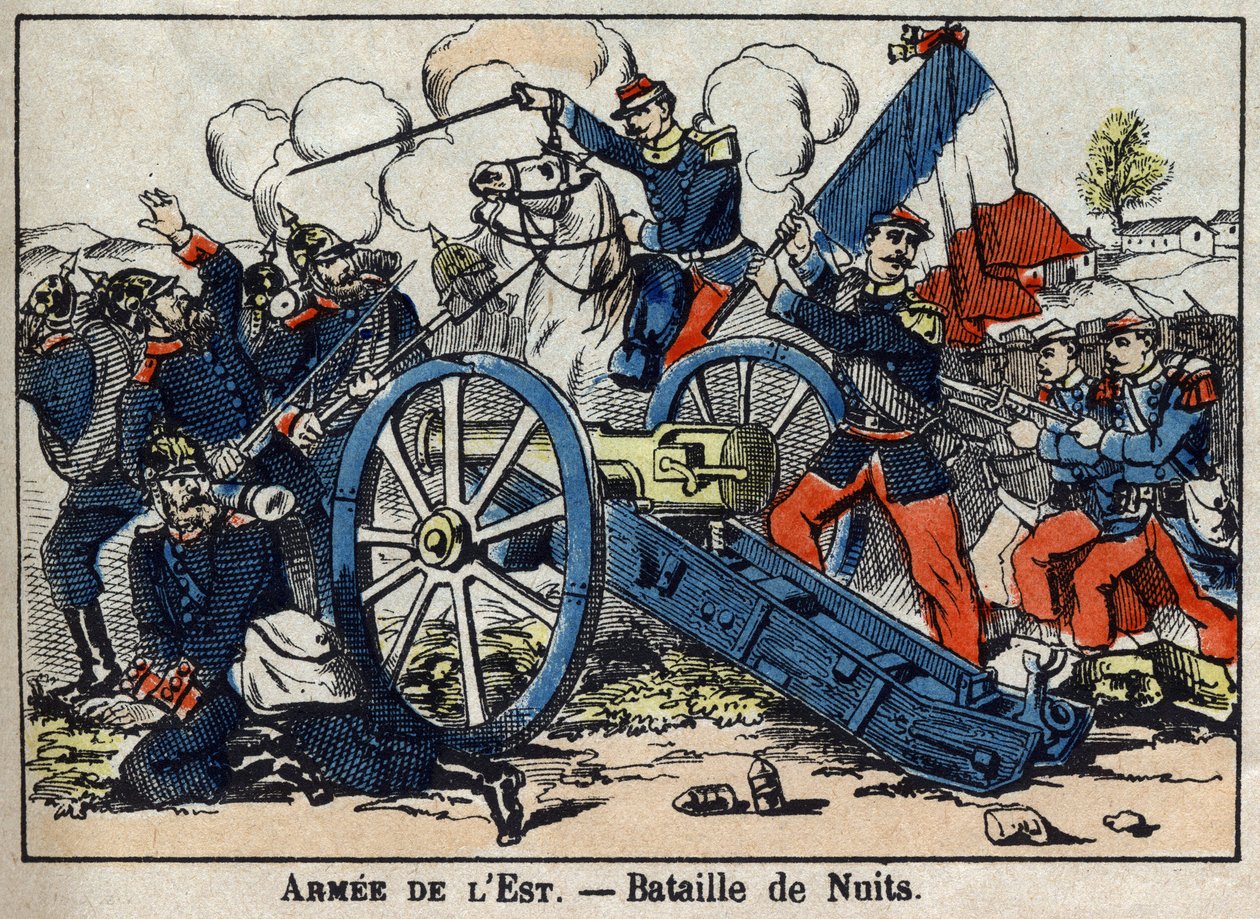 1870年、フランスとプロイセンの間の戦争。1870年、ドイツ軍と東軍の間で行われたゴールドコーストのナイツ・サン・ジョルジュの戦い。エピナール画像 作： フランス語学校