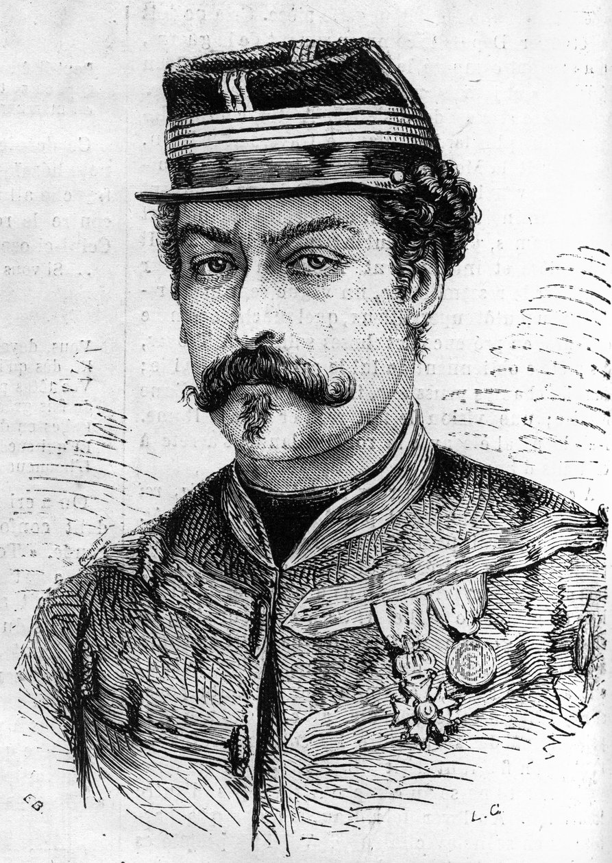 1870年の戦争：レオン・フランケッティ（1834-1870）の肖像。1870年12月17日付「Le Monde Illustré」714号に掲載されたエングレーヴィング。 作： フランス語学校