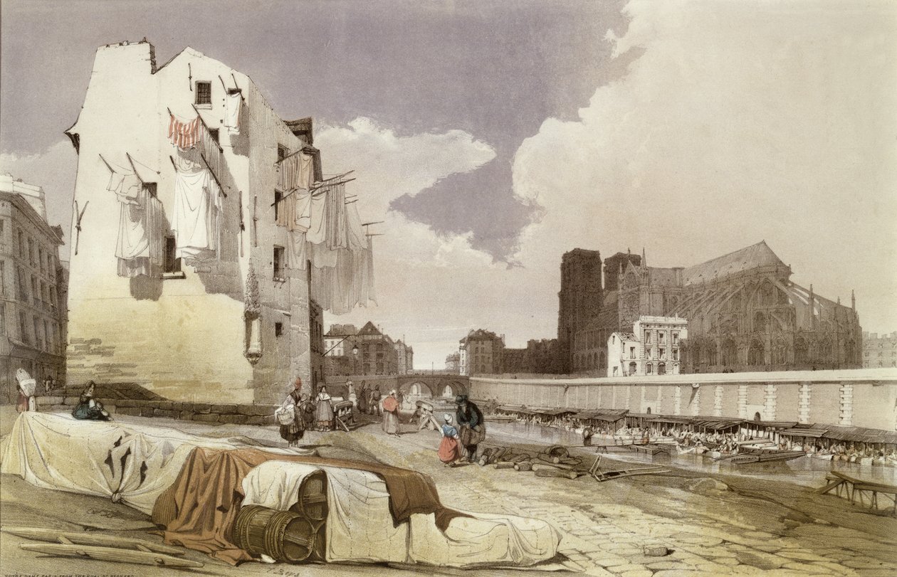 1840年頃、ケベモンテベロの洗面所にいる洗濯婦 作： フランス語学校