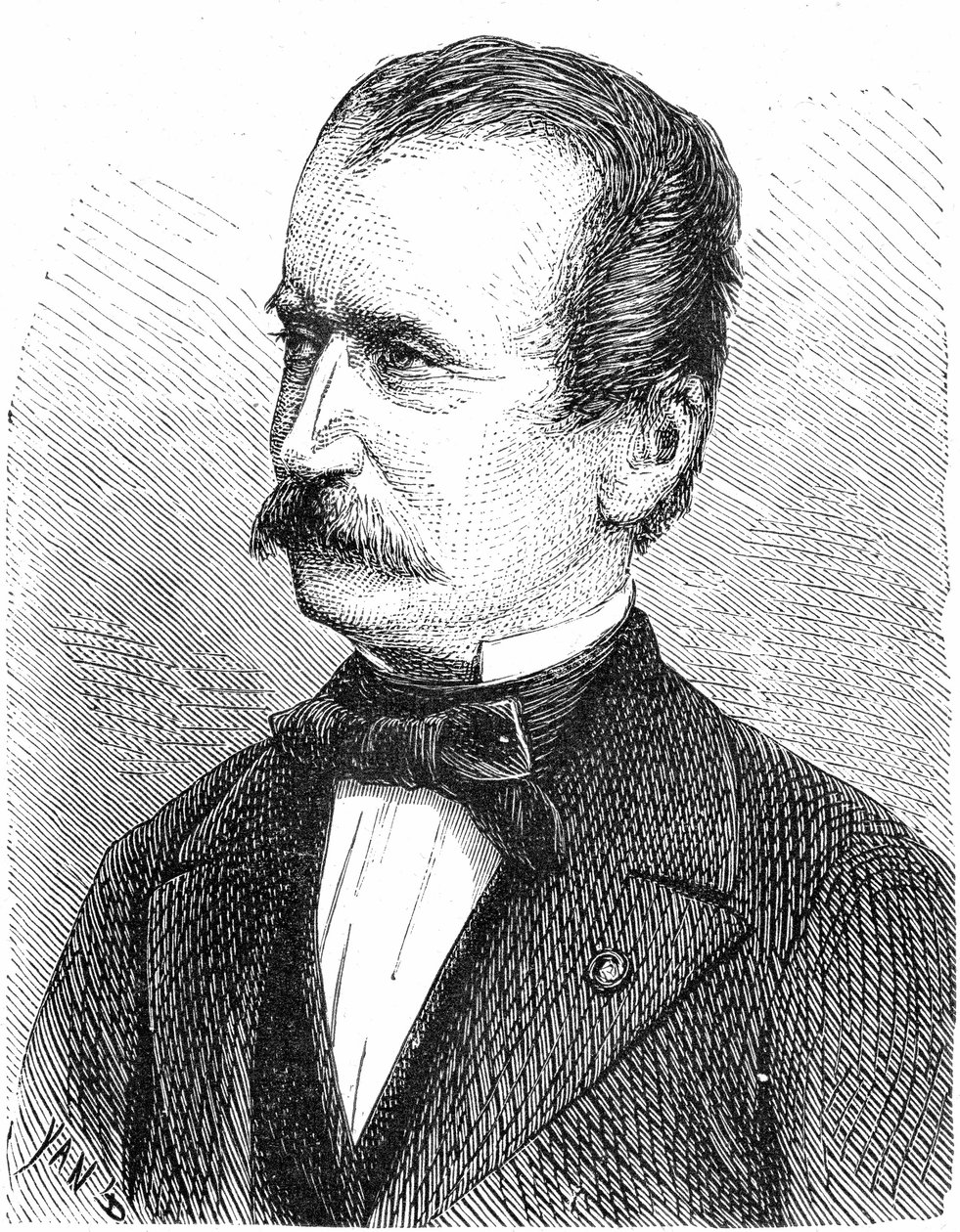 ヴィルヘルム・フォン・エンガート (1814-1884) オーストリアのエンジニア (エンジン)、彫刻 作： フランス語学校