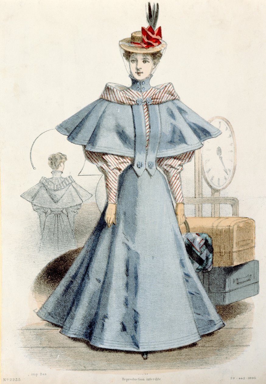 旅行服を着た女性、ルコケ、1895年 作： フランス語学校