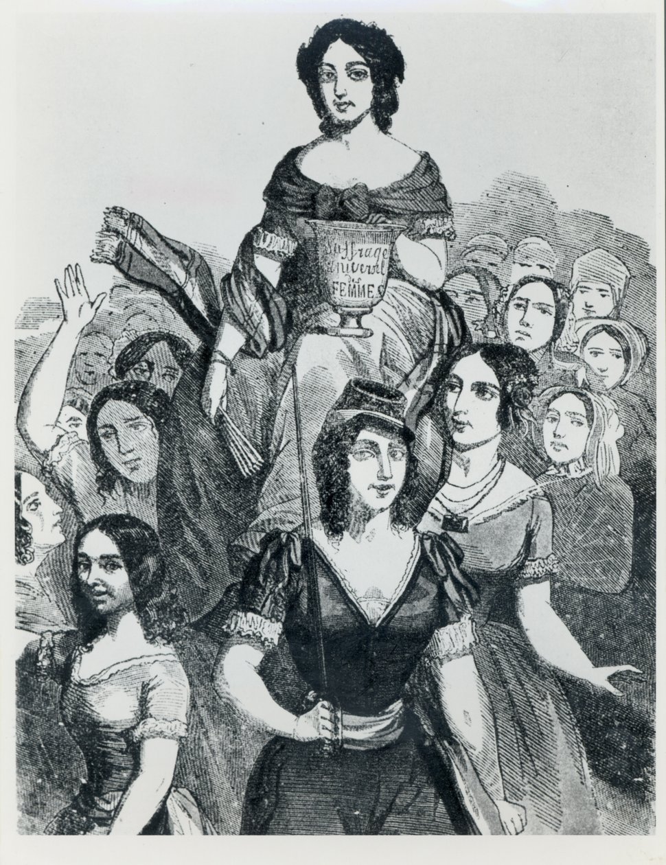 Les Femmes CelebresのTriumphでJeanne Deroin（1805-94）を運ぶ女性たち、I巻、パリ、マゼノド、1848 作： フランス語学校