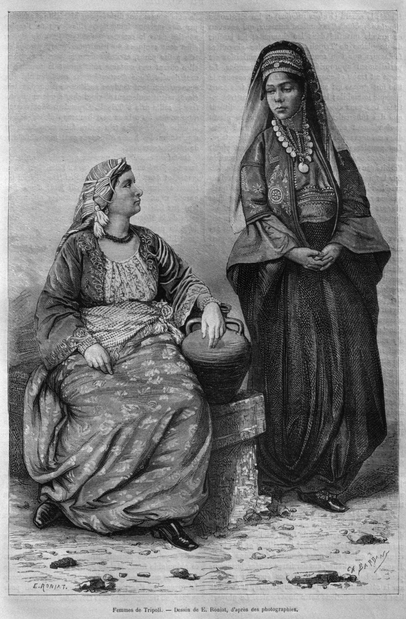 今日シリアからのトリポリの女性。フェニシア、レバノン、ジューディーへの旅。 1884年、ルイシャルルエミールロルテの1875-1880（bw彫刻） 作： フランス語学校
