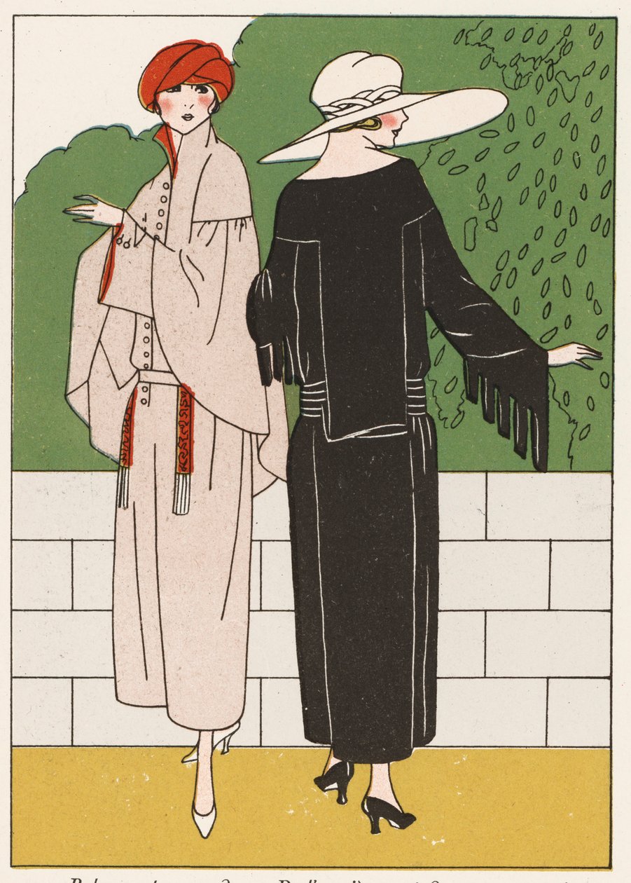 1920年代の婦人コート・ファッション（カラーリトグラフ） 作： フランス語学校