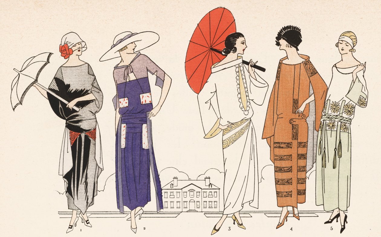 1920年代の女性ファッション（カラーリトグラフ） 作： フランス語学校