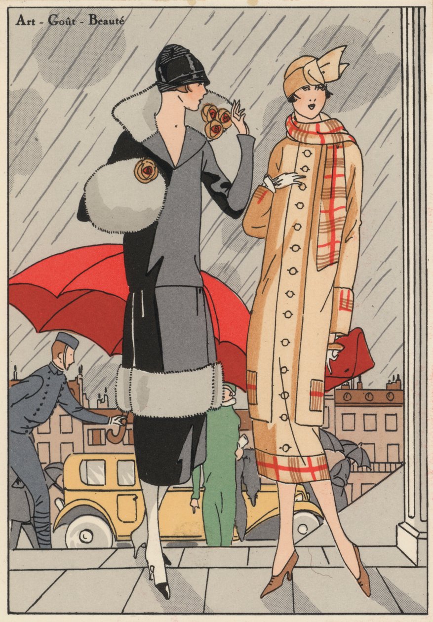 デザイナー、プルメとギュスターヴ・ビアによる1920年代の女性ファッション。(カラーリトグラフ） 作： フランス語学校
