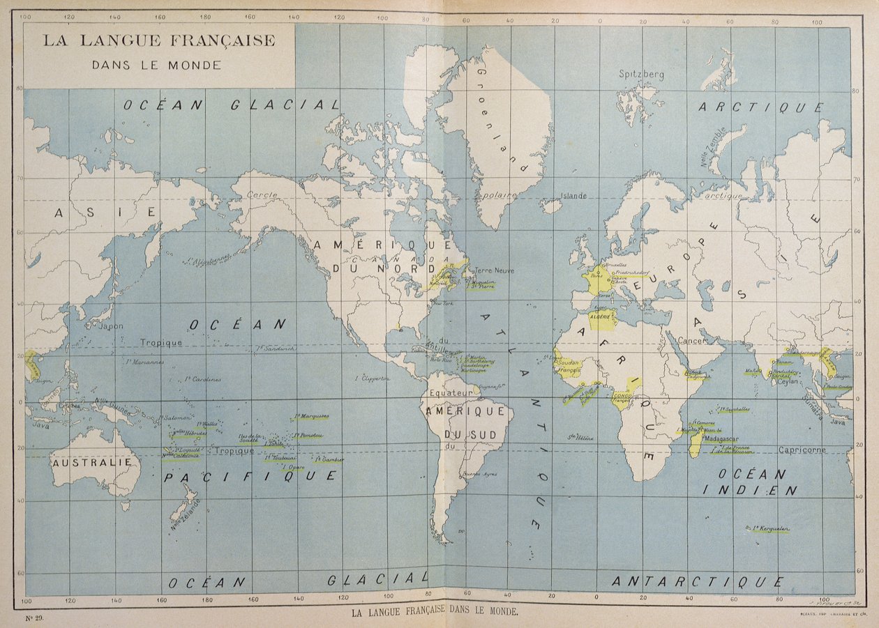 20世紀初頭のフランス語圏の国の世界地図 作： フランス語学校