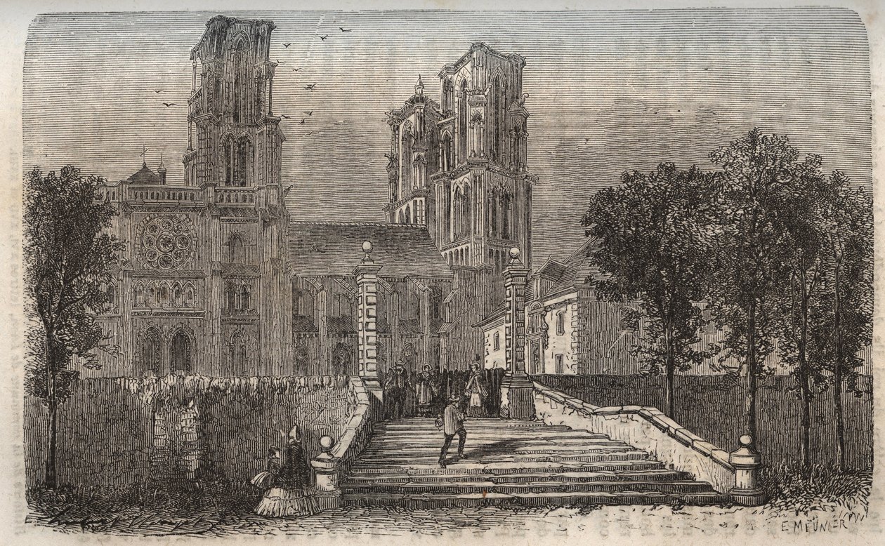 ラオンのノートルダム大聖堂（1150-1180年）、アイヌ地方 - Victor Duruy（1811-1894）の「Histoire de France」に掲載された彫刻 - 1882年 作： フランス語学校