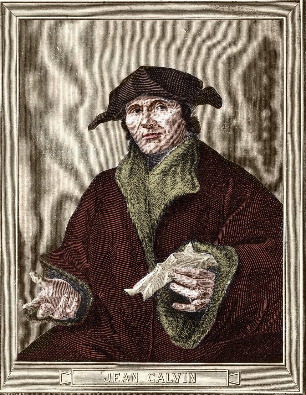 フランスの宗教改革者・作家であるジャン・カルヴァン（1509-1564）の肖像。 作： フランス語学校