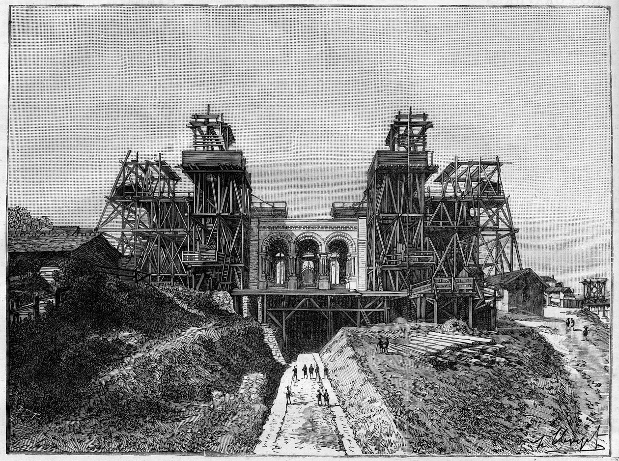 モンマルトルのサクレクール寺院の建設現場（1886年「The Illustrous World」掲載 作： フランス語学校