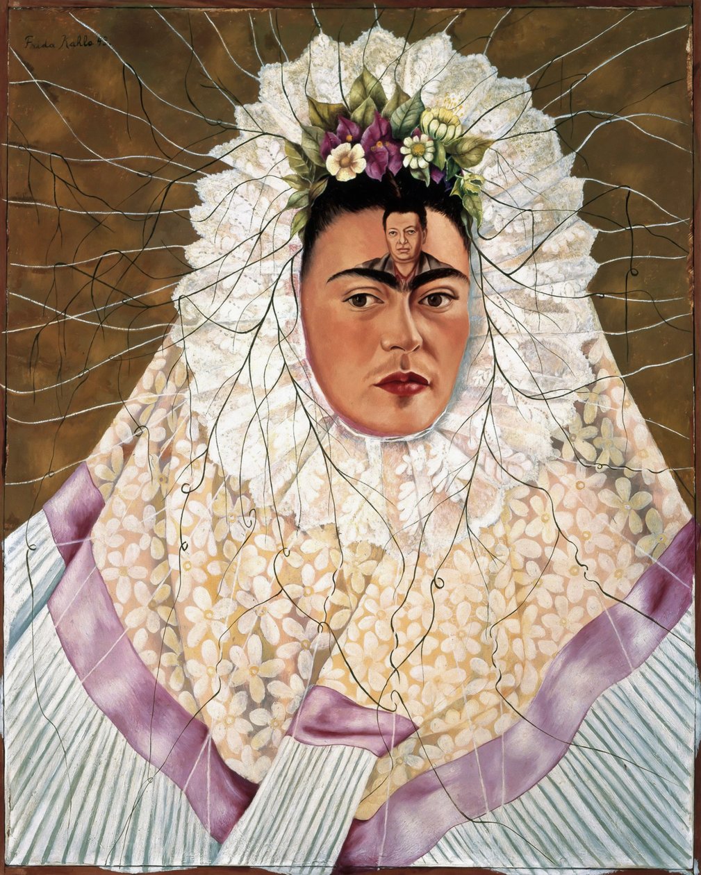 TehuanaまたはDiegoに扮した自画像 作： フリーダ・カーロ