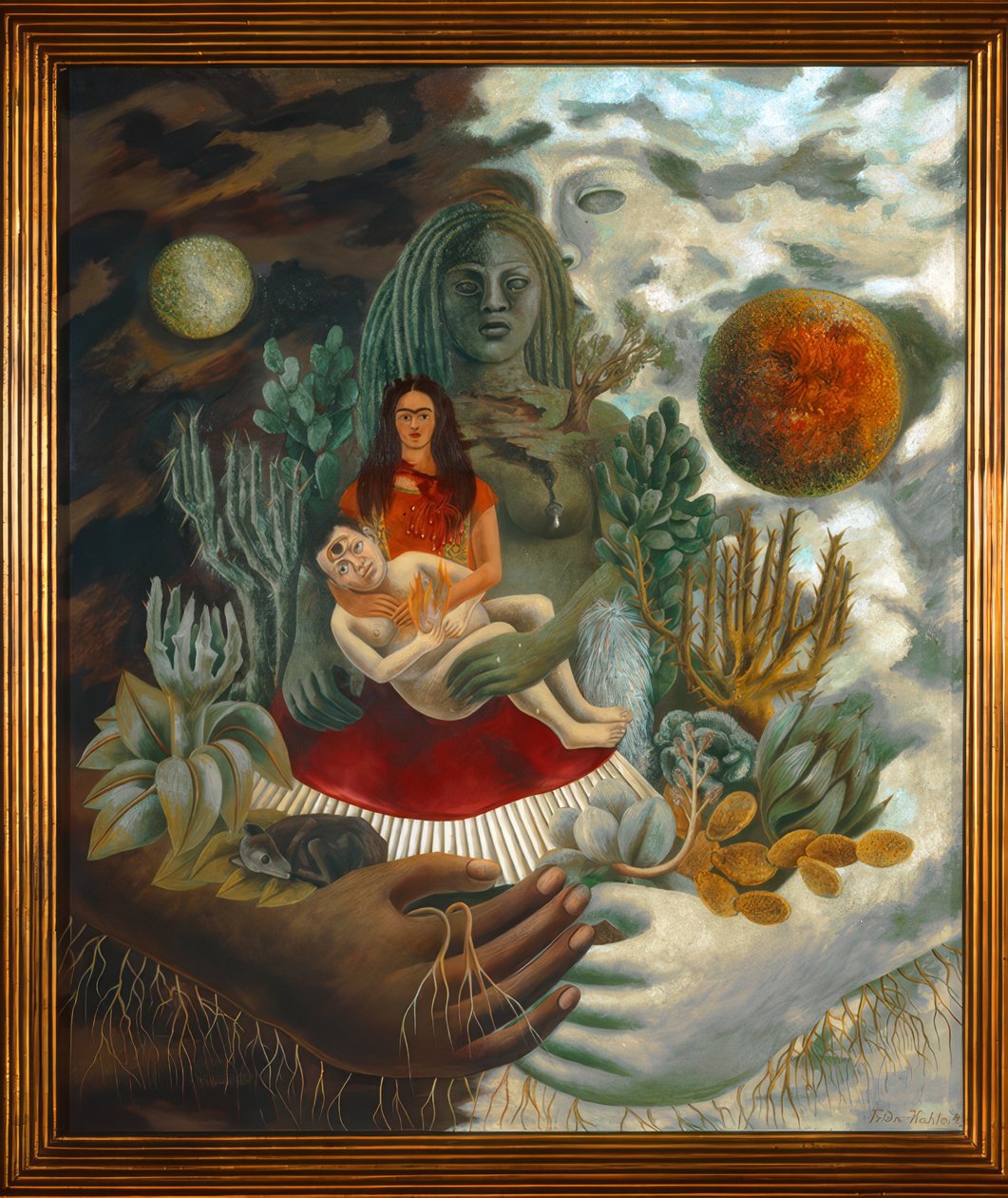 宇宙と大地の抱擁』（メキシコ）、『私とディエゴとセニョール・ソロトル』、1949年 作： フリーダ・カーロ