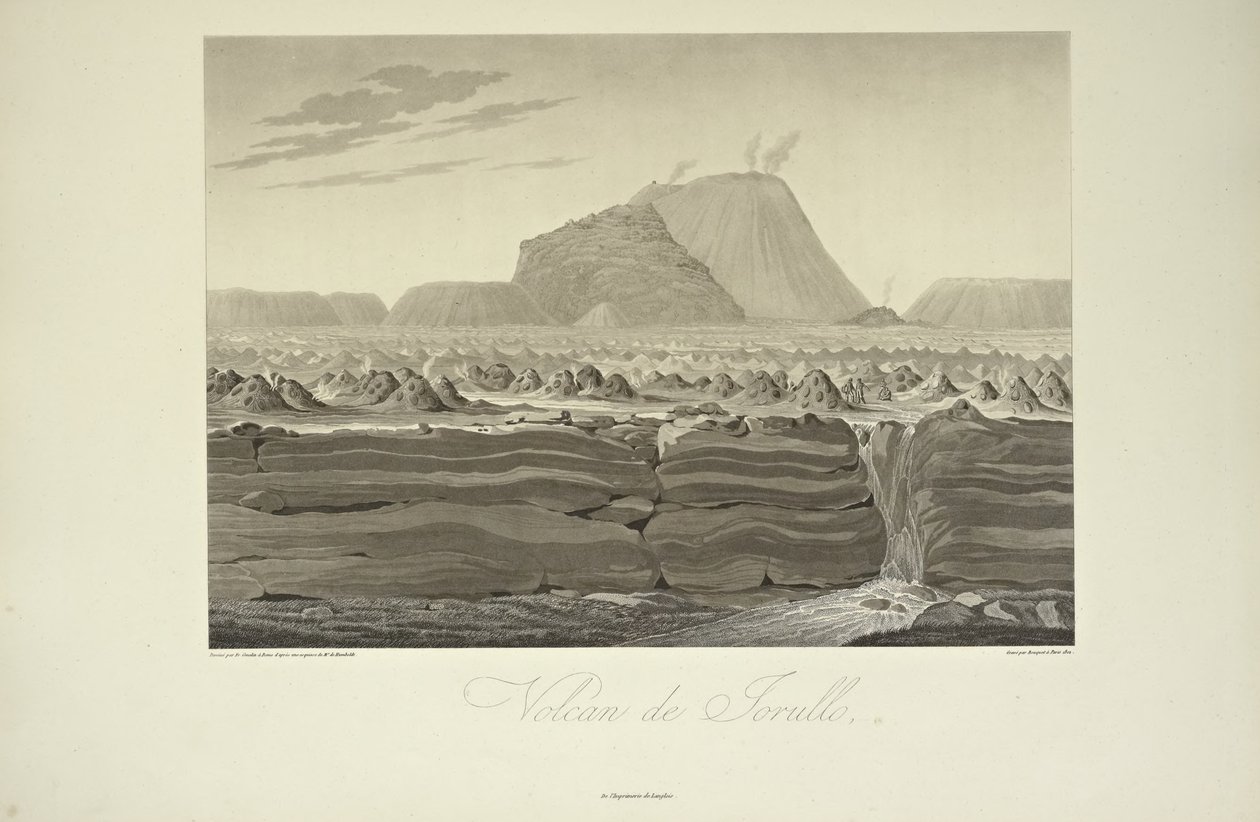 ジョルロの火山、グメリン作画、アレクサンダー・フォン・フンボルトとアイム・ボンプランの「Vues des Cordillères et Monumens des Peuples Indigènes de l
