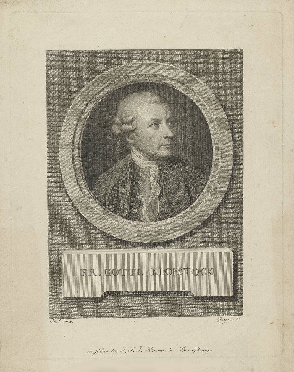 フリードリッヒ・ゴットリープ・クロプシュトックの肖像 1724-1803年、c. 1790年。 作： フリードリヒクリスティアンゴットリーブガイザー