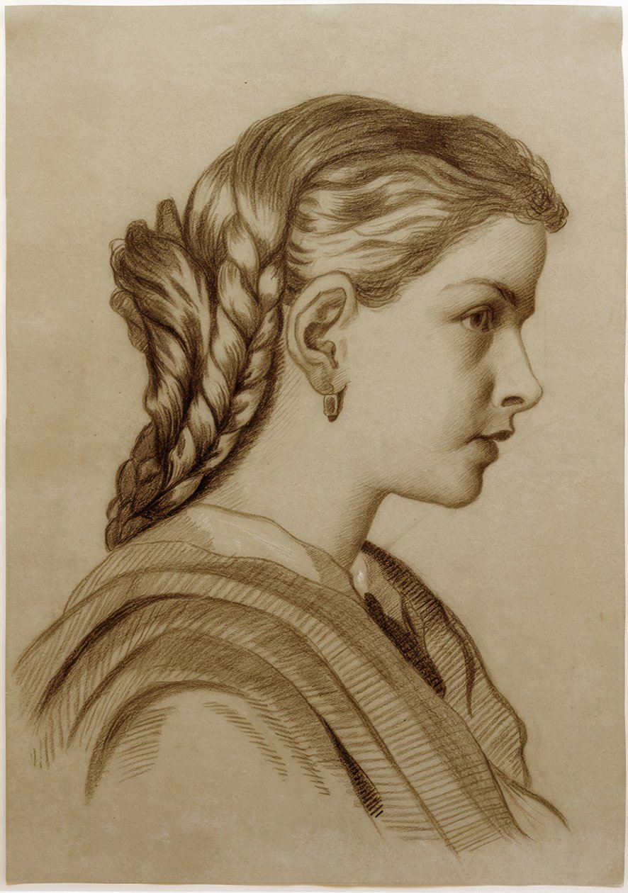 右側の若い女性の横顔の肖像画 作： フリッツ・フォン・ウーデ