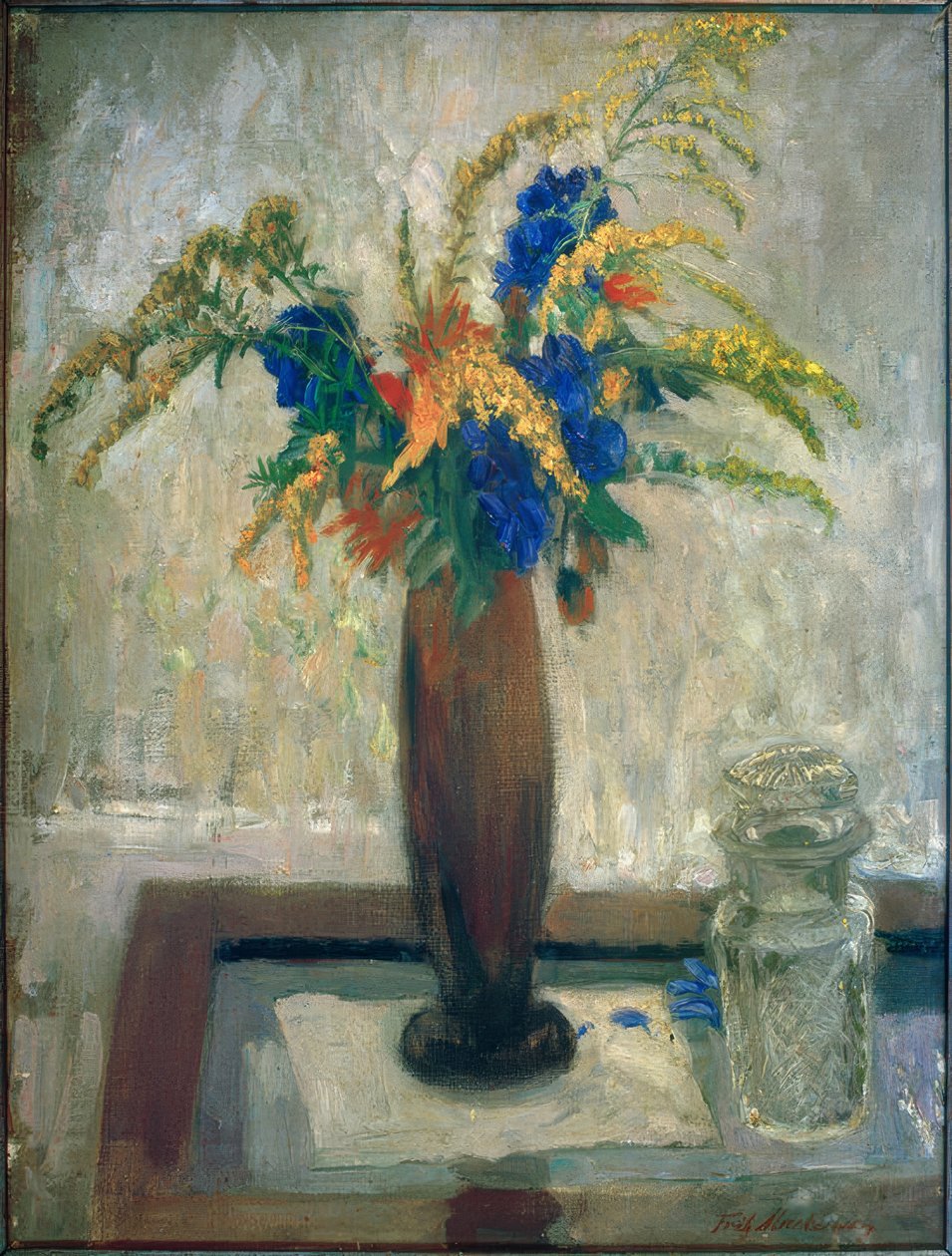 草原の花束のある静物画 作： フリッツ・マッケンセン