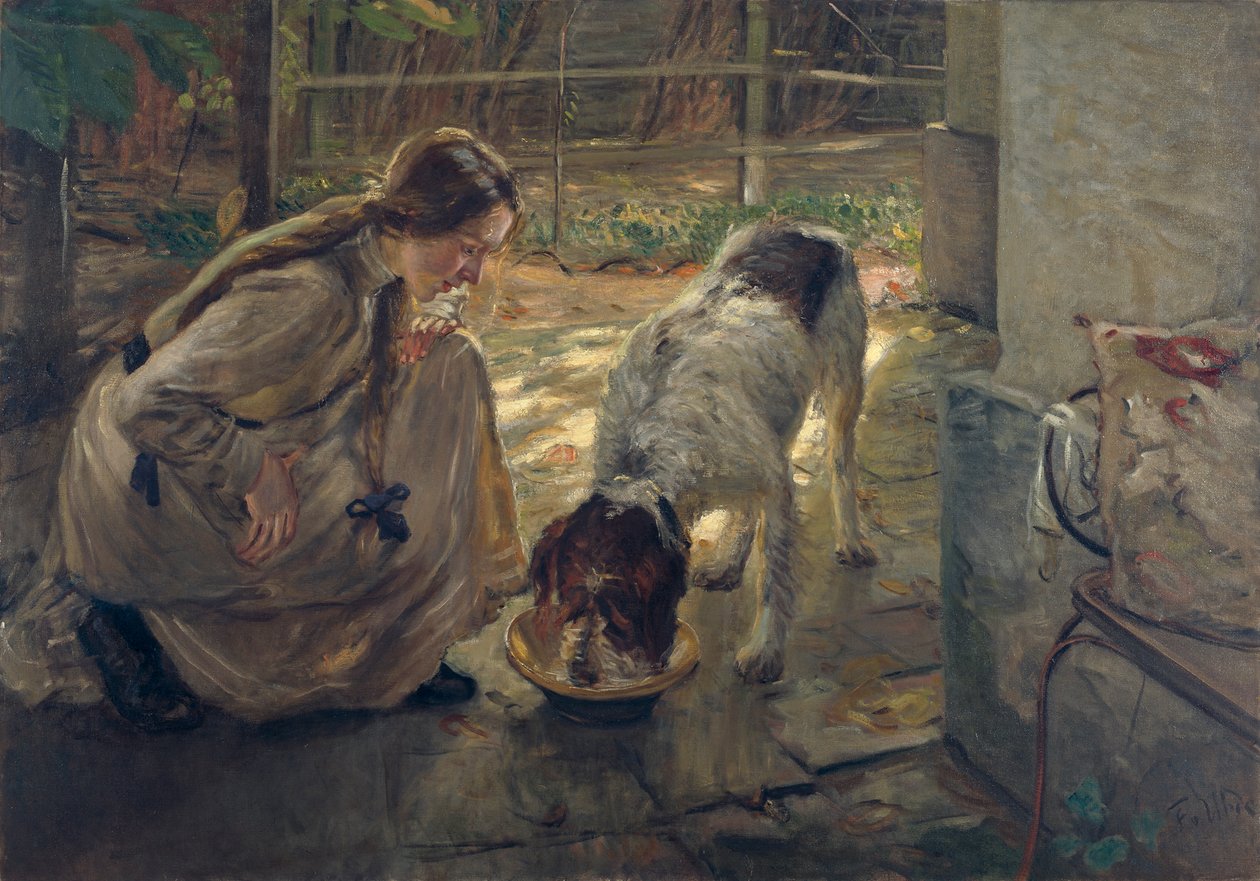 犬の餌やり 作： フリッツ・フォン・ウーデ