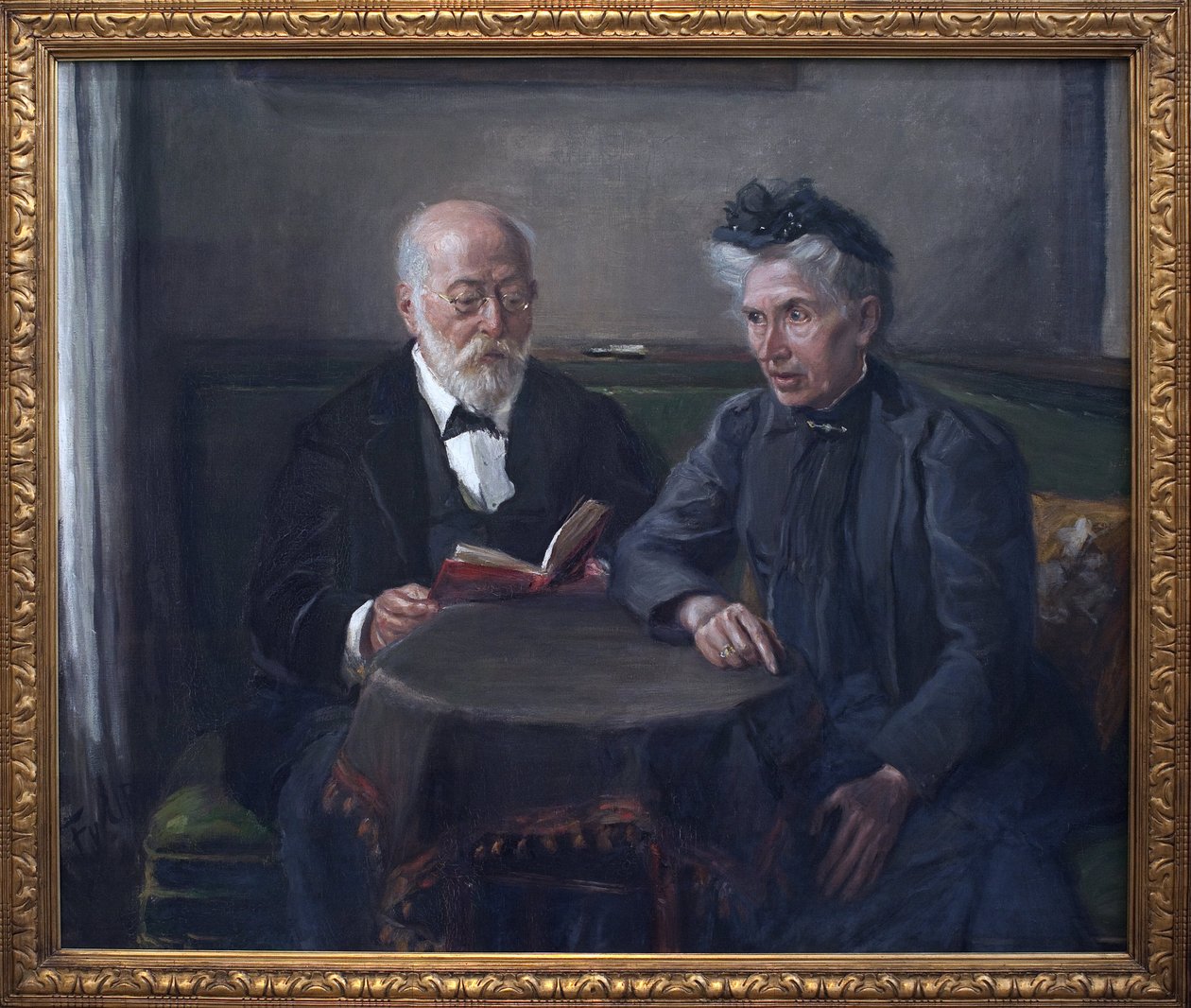 グスタフ・ヘルツ上院議員とその妻。フリッツ・フォン・ウーデ（1848-1911）による絵画、油彩・キャンバス 作： フリッツ・フォン・ウーデ