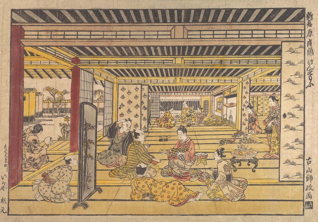 新吉原の手相撲 1740年。 作： 古山師政
