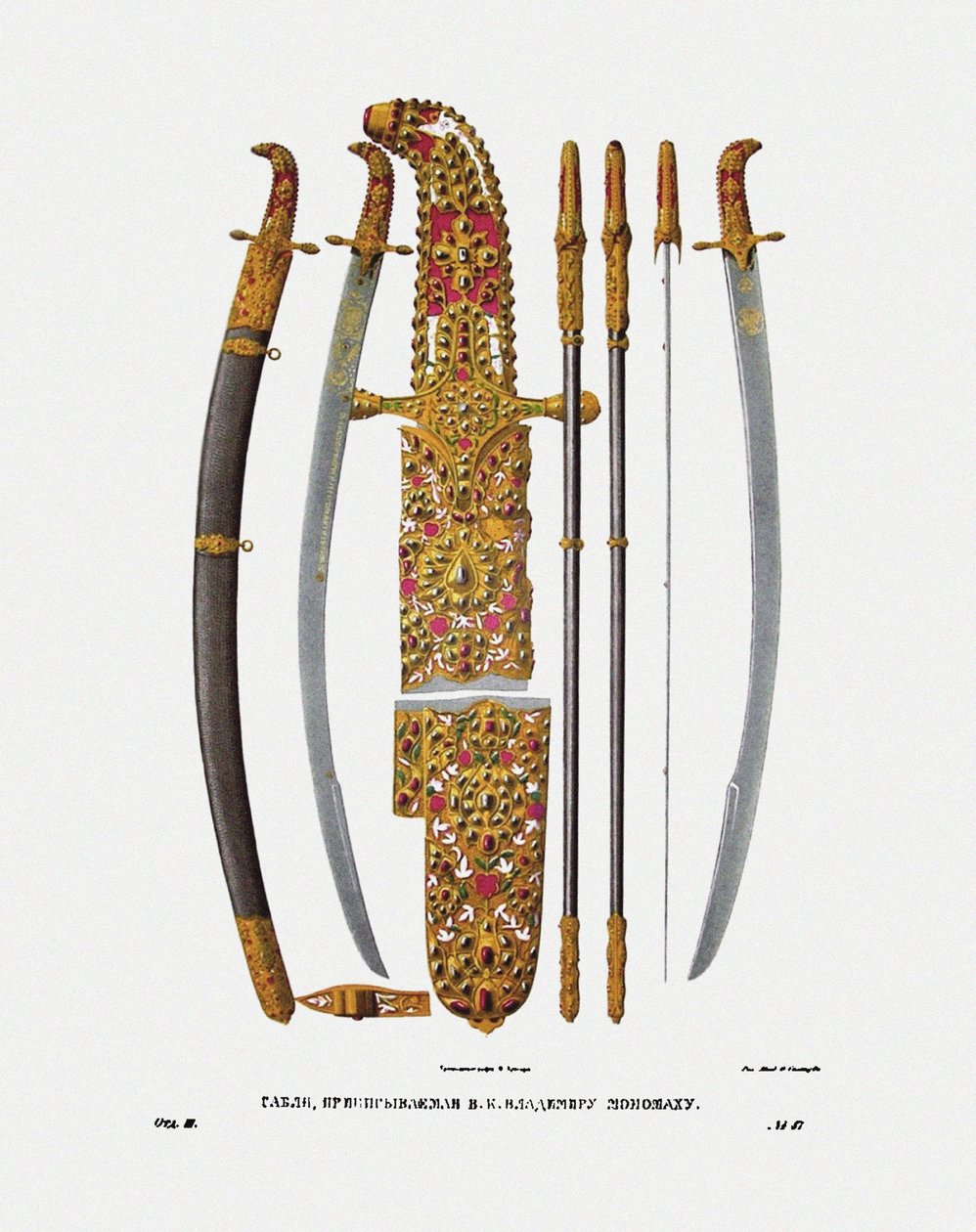 1840年代のキエフのウラジミール2世王子のモノマフのサーベル 作： フョードル・グリゴリエヴィッチ・ソルンツェフ