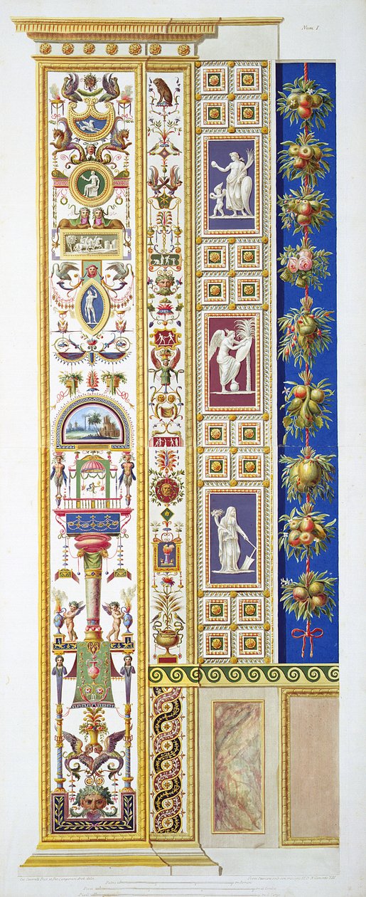 バチカンのラファエルロッジアのパネル、「Delle Loggie di Rafaele nel Vaticano」、ジョヴァンニオッタヴィアーニ（c.1735-1808）によって彫刻、c.1772-77（手塗りの彫刻） 作： G.とカンポレシ、P。サボレッリ